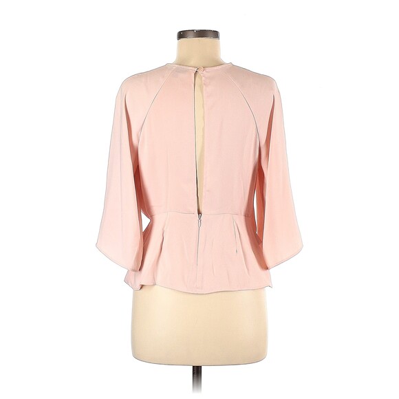 TOPSHOP Light Pink Keyhole Cut Out Open Back 3/4 Wide Sleeve Blouse Size 2 - Picture 2 of 11